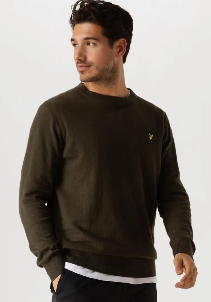 groene lyle & scott trui cotton merino crew neck jumper