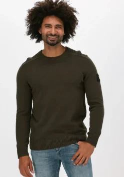 groene lyle & scott trui shoulder detail crew neck knit