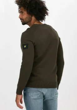 groene lyle & scott trui shoulder detail crew neck knit