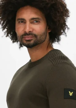 groene lyle & scott trui shoulder detail crew neck knit