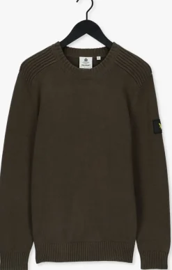 groene lyle & scott trui shoulder detail crew neck knit