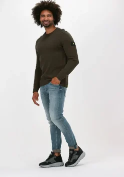 groene lyle & scott trui shoulder detail crew neck knit