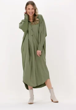 groene mes demoiselles midi jurk meksen