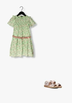 groene nono mini jurk maan floral wide dress + belt