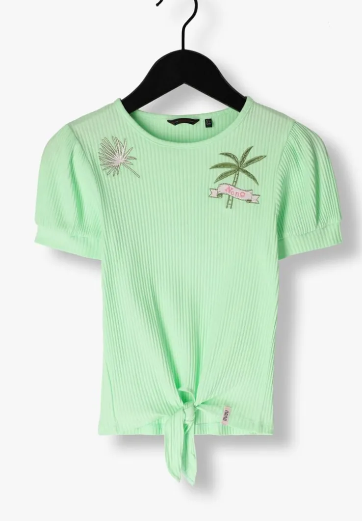 groene nono t-shirt komy rib jersey tshirt with knot
