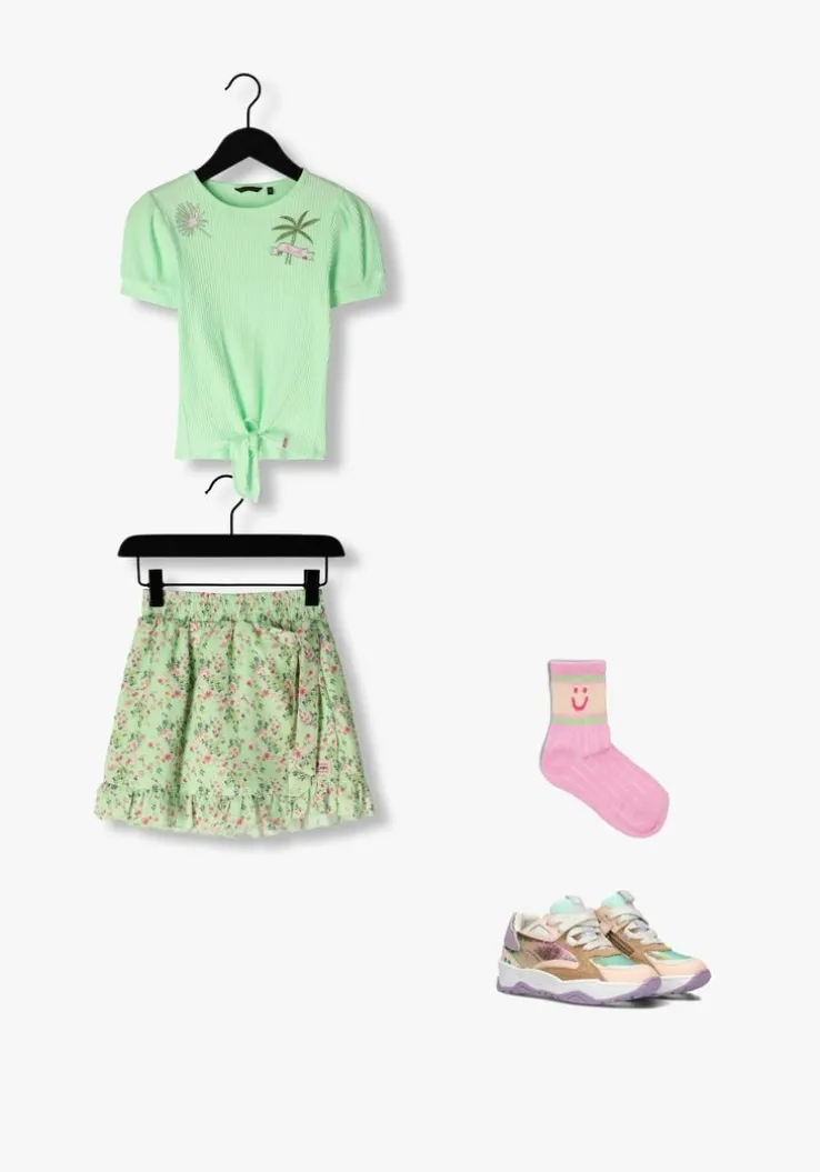 groene nono t-shirt komy rib jersey tshirt with knot