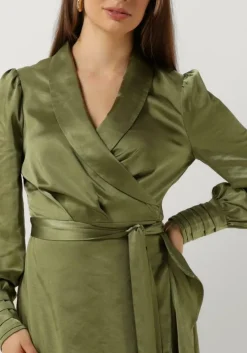 groene notre-v midi jurk nv-dorissa satin dress
