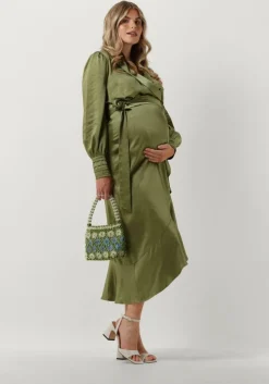 groene notre-v midi jurk nv-dorissa satin dress