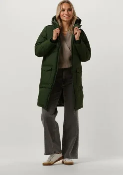 groene object gewatteerde jas objzhanna l/s long jacket noos
