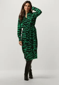 groene object midi jurk objcira l/s shirt dress 129