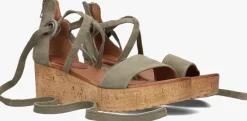 groene omoda sandalen met hak 722007
