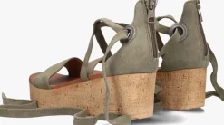 groene omoda sandalen met hak 722007