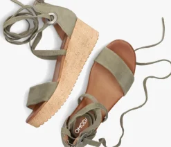 groene omoda sandalen met hak 722007