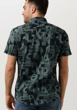 groene pme legend casual overhemd short sleeve shirt print on ctn slub