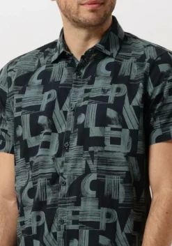groene pme legend casual overhemd short sleeve shirt print on ctn slub