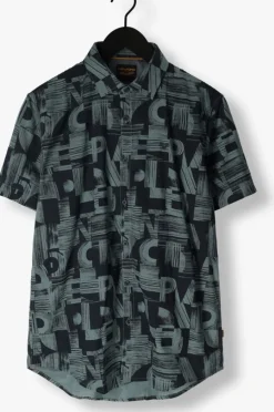 groene pme legend casual overhemd short sleeve shirt print on ctn slub