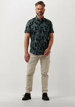 groene pme legend casual overhemd short sleeve shirt print on ctn slub