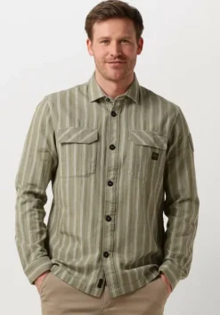 groene pme legend casual overhemd long sleeve shirt yarn dyed stripe