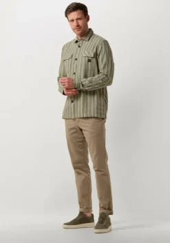groene pme legend casual overhemd long sleeve shirt yarn dyed stripe