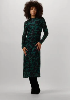 groene pom amsterdam midi jurk camo teal green mesh