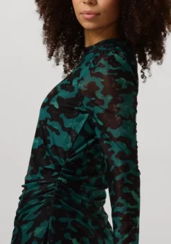 groene pom amsterdam midi jurk camo teal green mesh