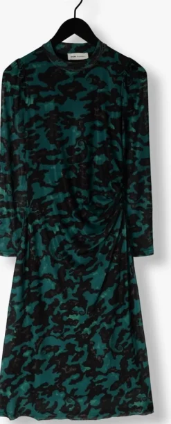 groene pom amsterdam midi jurk camo teal green mesh