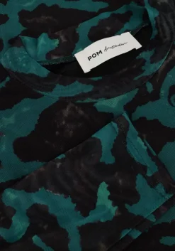 groene pom amsterdam midi jurk camo teal green mesh
