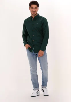 groene scotch & soda casual overhemd slim-fit contrast trimmed poplin shirt