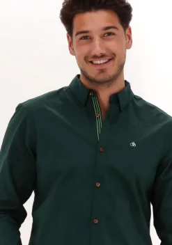 groene scotch & soda casual overhemd slim-fit contrast trimmed poplin shirt