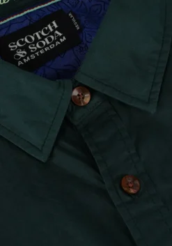 groene scotch & soda casual overhemd slim-fit contrast trimmed poplin shirt