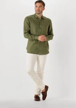 groene scotch & soda casual overhemd regular fit linen shirt