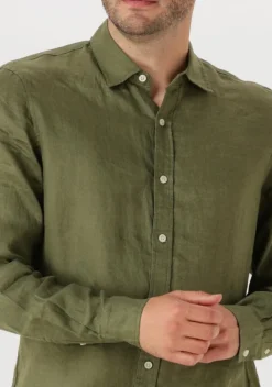 groene scotch & soda casual overhemd regular fit linen shirt
