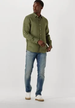 groene scotch & soda casual overhemd regular fit linen shirt