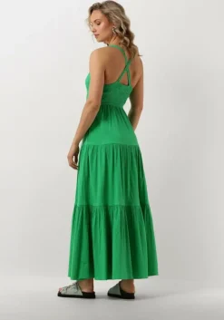 groene scotch & soda maxi jurk maxi dress with smock detail