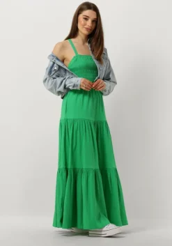 groene scotch & soda maxi jurk maxi dress with smock detail