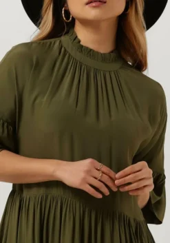 groene scotch & soda mini jurk short dress with ruffle sleeve detail