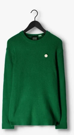 groene scotch & soda trui rib-knit wool-blend crewneck pullover