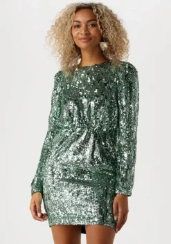 groene selected femme mini jurk slfari-colyn ls short sequins