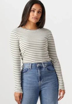 groene selected femme tops & t-shirts slfanna ls crew neck tee str