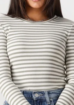 groene selected femme tops & t-shirts slfanna ls crew neck tee str