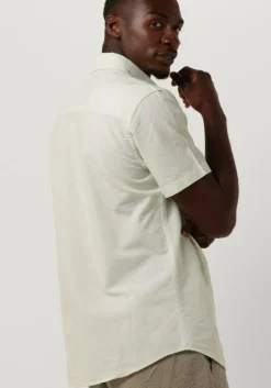 groene selected homme casual overhemd slhslimnew-linen shirts ss classic w