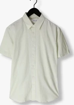 groene selected homme casual overhemd slhslimnew-linen shirts ss classic w