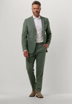 groene selected homme pantalon slhslim-oasis linen trs noos
