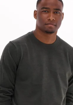 groene selected homme trui slhtown merino coolmax knit crew