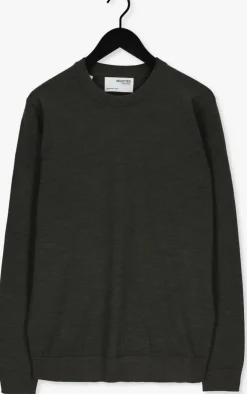 groene selected homme trui slhtown merino coolmax knit crew