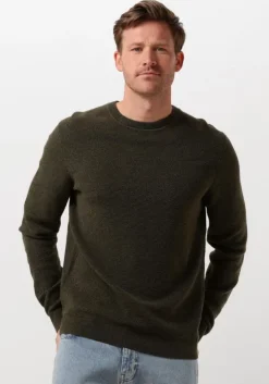 groene selected homme trui slhross ls knit structure crew neck noos