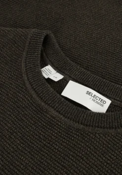 groene selected homme trui slhross ls knit structure crew neck noos
