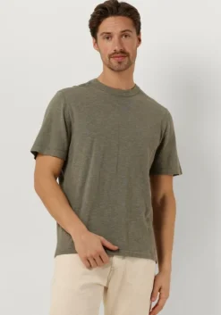 groene selected homme t-shirt slhberg linen ss knit tee noos