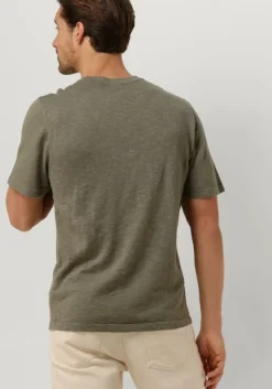 groene selected homme t-shirt slhberg linen ss knit tee noos