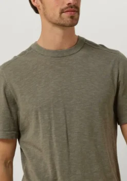 groene selected homme t-shirt slhberg linen ss knit tee noos